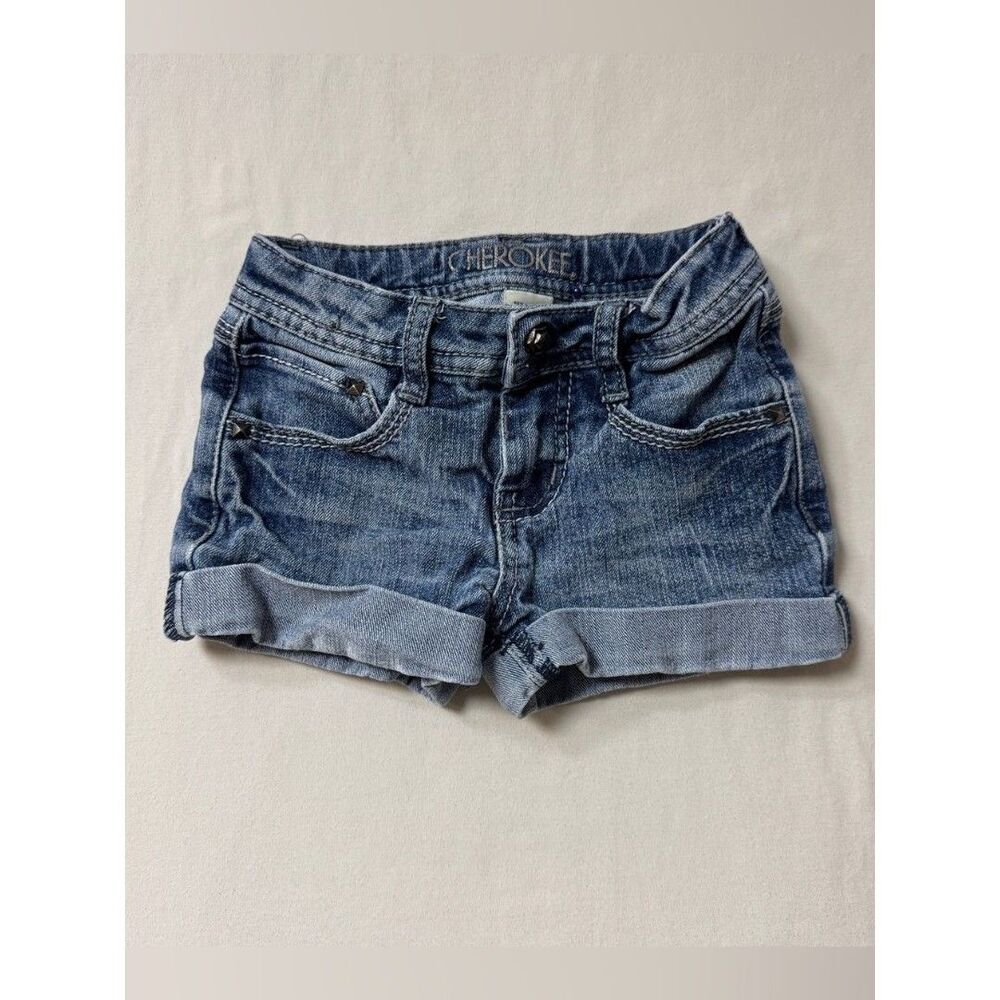 Jean Shorts Girl’s XS 4-5 Denim Summer Folded Hem Blue Classic Basic Play Camp